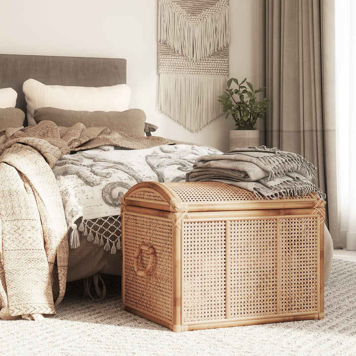 Noam Wicker Storage Trunk, Pre-assembled Lightweight Sturdy Rattan Storage Furniture Bayou Breeze