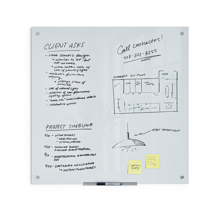 Wall Mounted Magnetic Glass Board U Brands Size: 35" x 35"