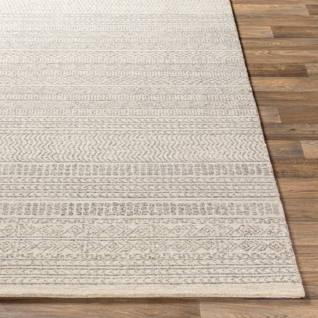 Lansing Geometric Hand-Tufted Wool Gray/Cream Area Rug Steelside™ Rug Size: Runner 2'6" x 6'