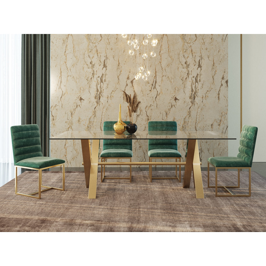 Johnesia 86.5" Trestle Dining Table Everly Quinn