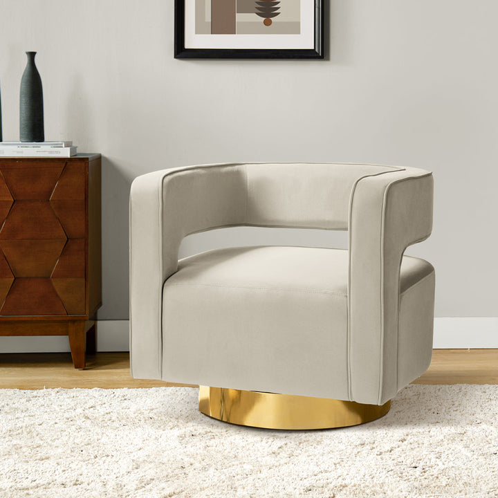 Aysha Velvet Swivel Barrel Chair Willa Arlo™ Interiors Fabric: Tan Velvet