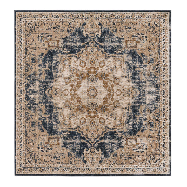 Arloa Oriental Beige/Navy Blue Area Rug Lark Manor™ Rug Size: Square 5'