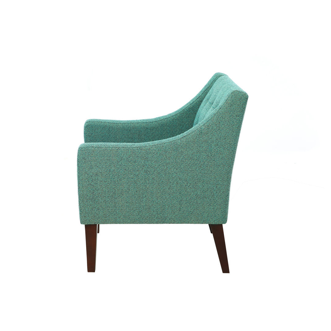 Clopton 26" Wide Mid-Century Modern Tufted Accent Armchair Hashtag Home Fabric: Nubby Green Polyester Blend