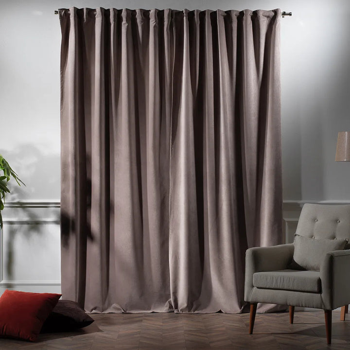 Matte Velvet Extra wide x Extra Long Custom Made Decorative Single Panel Lilijan Home & Curtain Curtain Color: 18 Rose Taupe Size per Panel: 100" W x 216" L