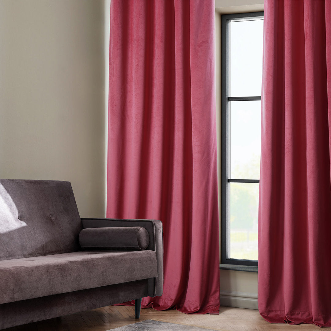 Matra Plush Velvet Curtains for Bedroom - Room Darkening Curtains for Living Room Window Single Panel AllModern Curtain Color: Dark Pink Size per Panel: 50" W x 84" L