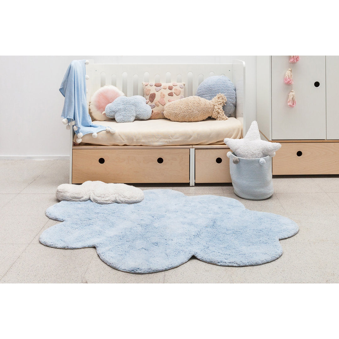 Solid Color Handmade Tufted Novelty 3'7" x 5'7" Cotton Area Rug in Blue/ Soft blue Lorena Canals