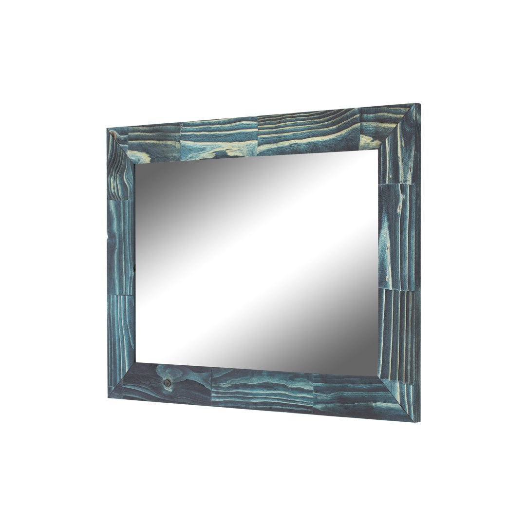 Aydrien Farmhouse / Country Distressed Mirror Millwood Pines Size: 44" x 32" Finish: Blue