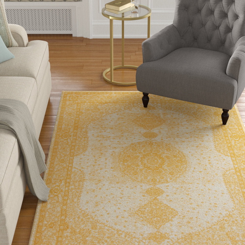 Oriental Yellow Area Rug Charlton Home® Rug Size: Rectangle 4'1" x 6'1"