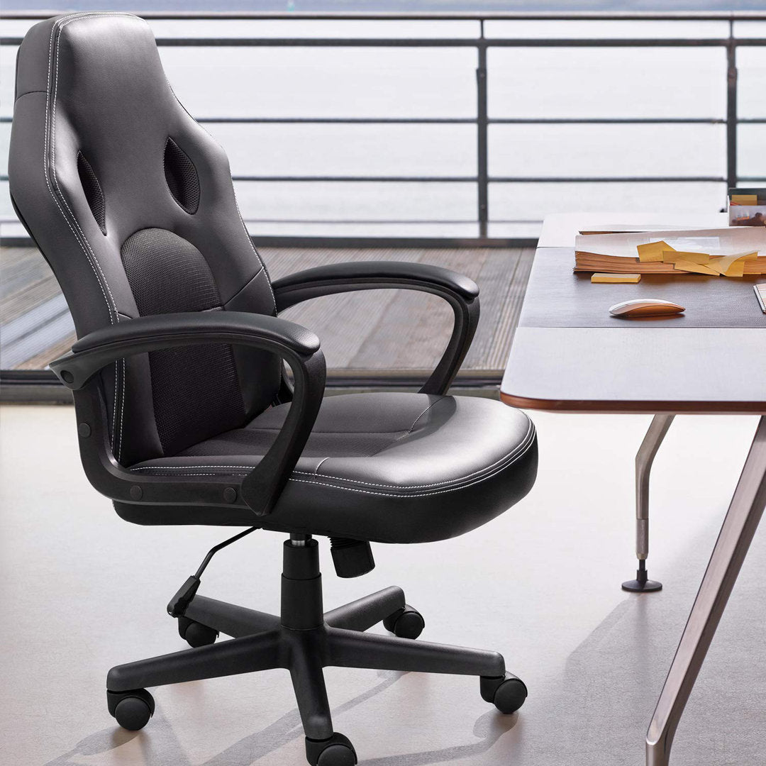 PC and Racing Ergonomic Gaming Chair Ebern Designs Color: Black