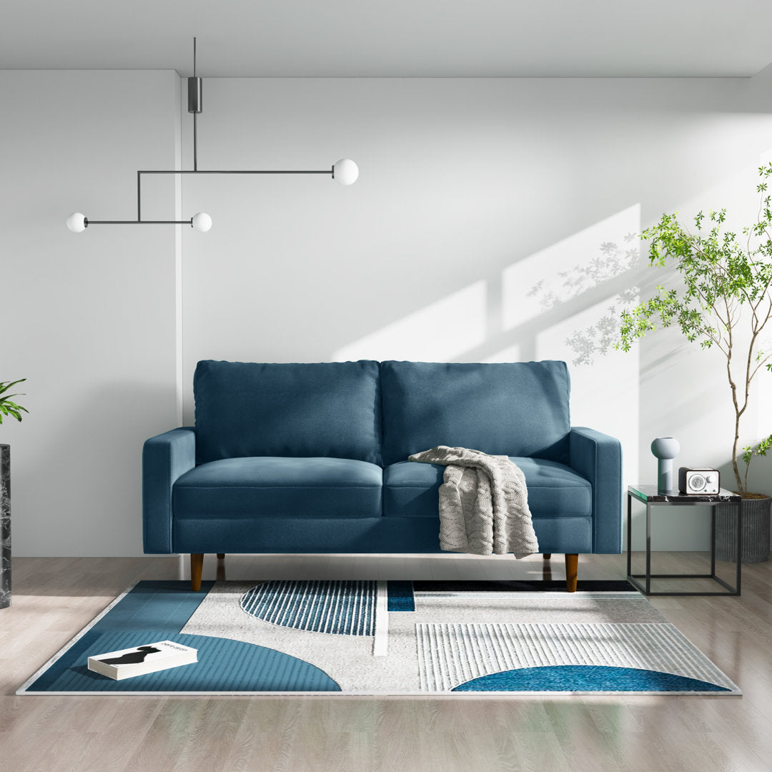Markham 70" Velvet Square Arm Sofa Willa Arlo™ Interiors Fabric: Prussian Blue Polyester