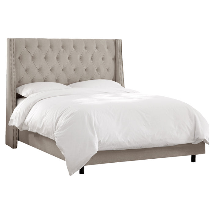 Annabel Upholstered Wingback Bed Kelly Clarkson Home Size: Queen Body Fabric: Bella Light Gray Performance Velvet