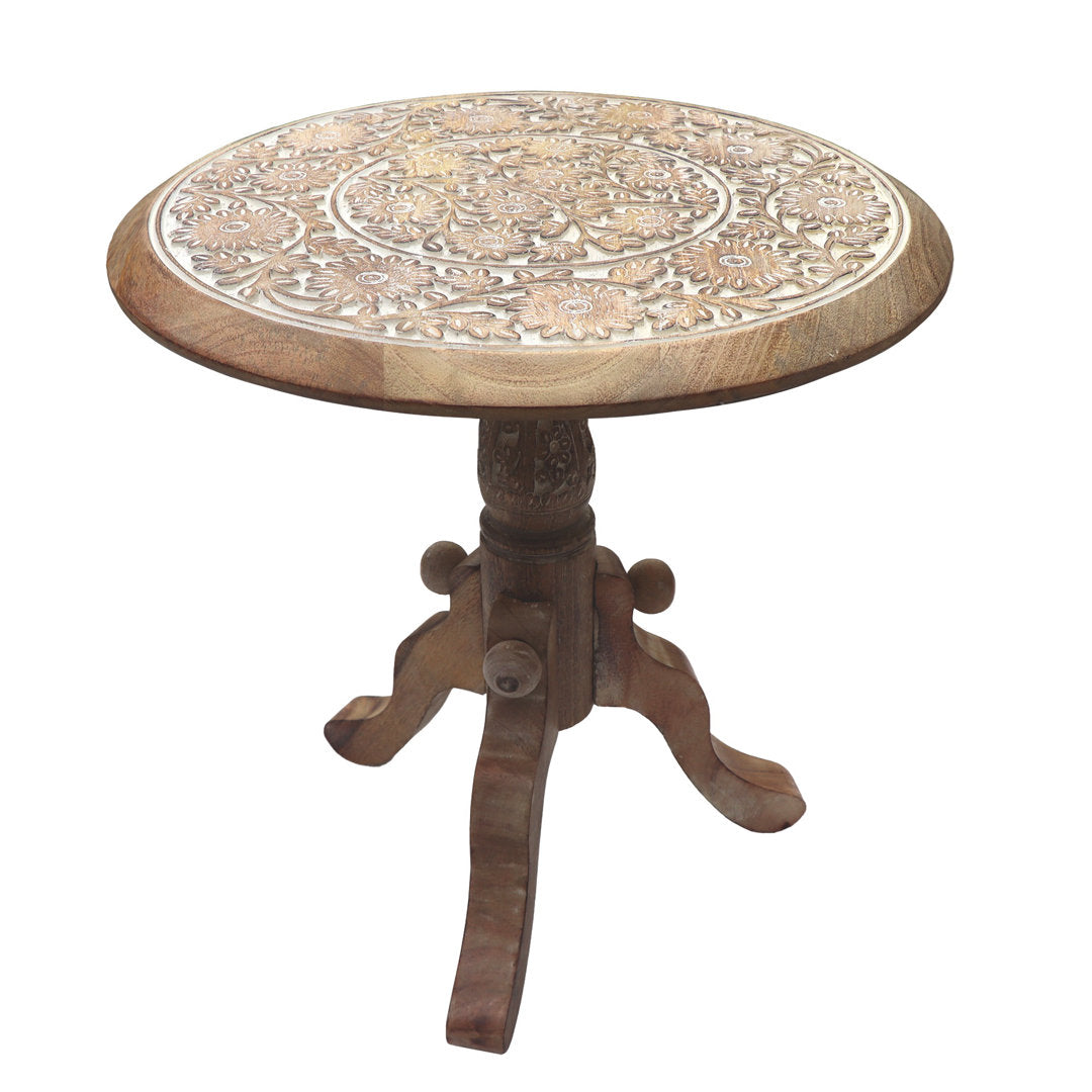 Solid Wood Pedestal End Table Bungalow Rose