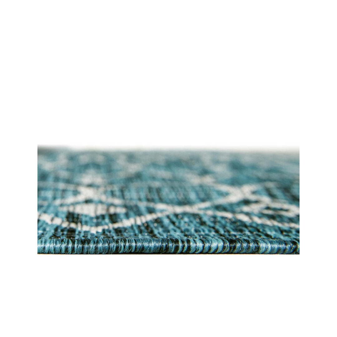 Innsbrook Southwestern Power Loom Teal Indoor/Outdoor Area Rug Laurel Foundry Modern Farmhouse® Rug Size: Round 10'