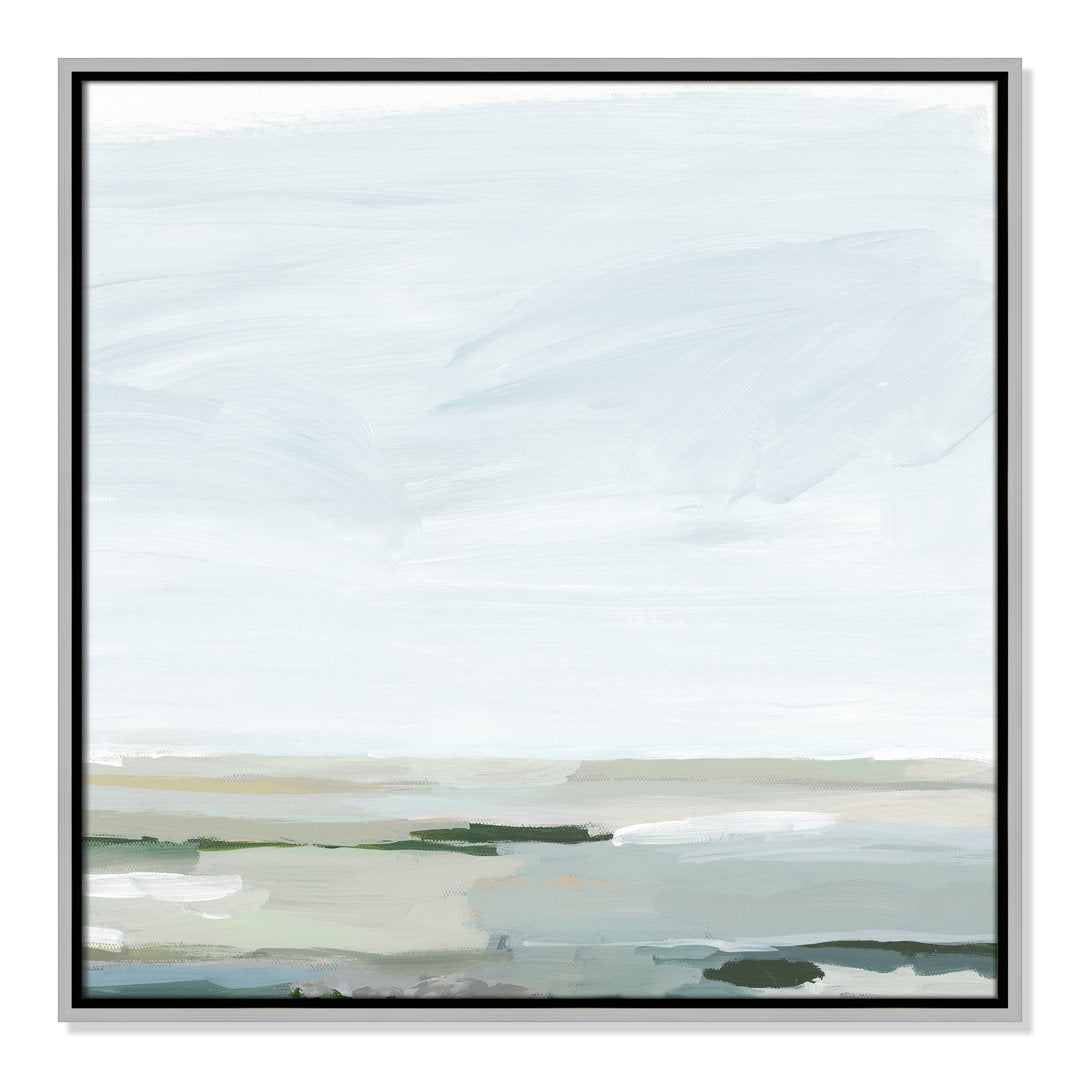 Pure Stillness - Floater Frame Painting Print on Canvas Joss & Main Size: 25.5" H x 25.5" W x 2" D Format: Silver