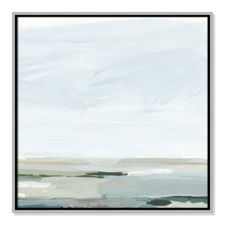 Pure Stillness - Floater Frame Painting Print on Canvas Joss & Main Size: 25.5" H x 25.5" W x 2" D Format: Silver