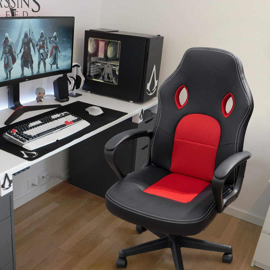 PC and Racing Ergonomic Gaming Chair Ebern Designs Color: Red