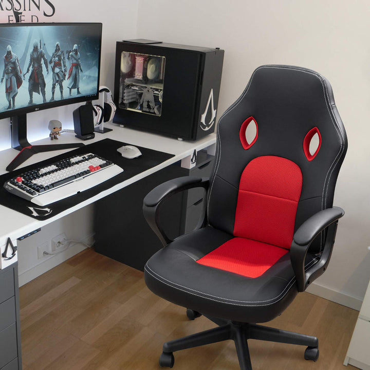 PC and Racing Ergonomic Gaming Chair Ebern Designs Color: Red