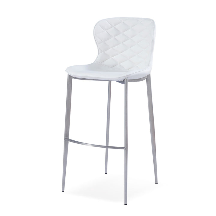 Albert Upholstered Bar & Counter Stool Upper Square™ Base Color: Stainless Steel, Upholstery Color: White Seat Height: Counter Stool (24” Seat Height)