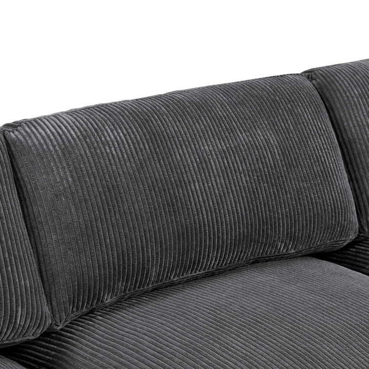 Andreco 144" Wide Reversible Modular Corner Sectional with Ottoman Wade Logan® Body Fabric: Gray Corduroy
