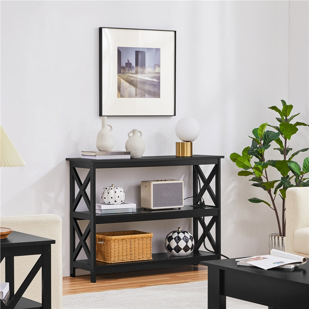 Bergmann 42" Console Table with Power Outlets Beachcrest Home™ Color: Black