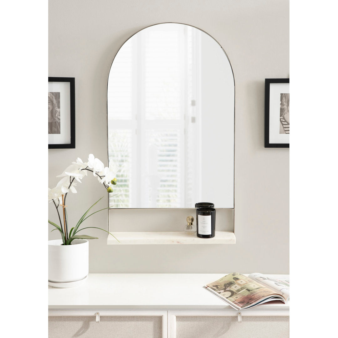 Cielo with Shelves Wall Mirror Joss & Main Size: 34" x 20" Finish: Silver