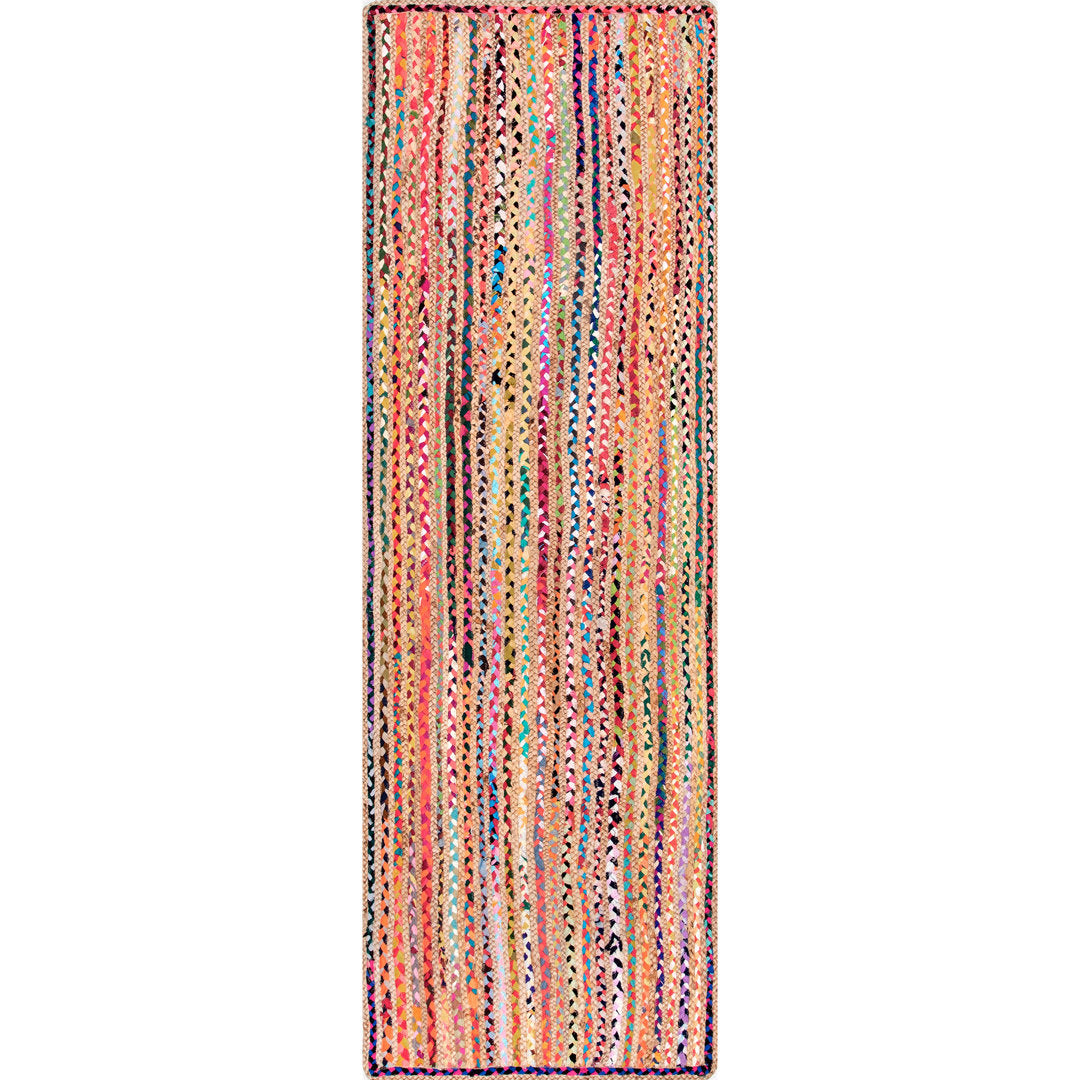 Lovetto Bohemian Handmade Braided Red Rug Bungalow Rose Rug Size: Runner 2'6" x 8'