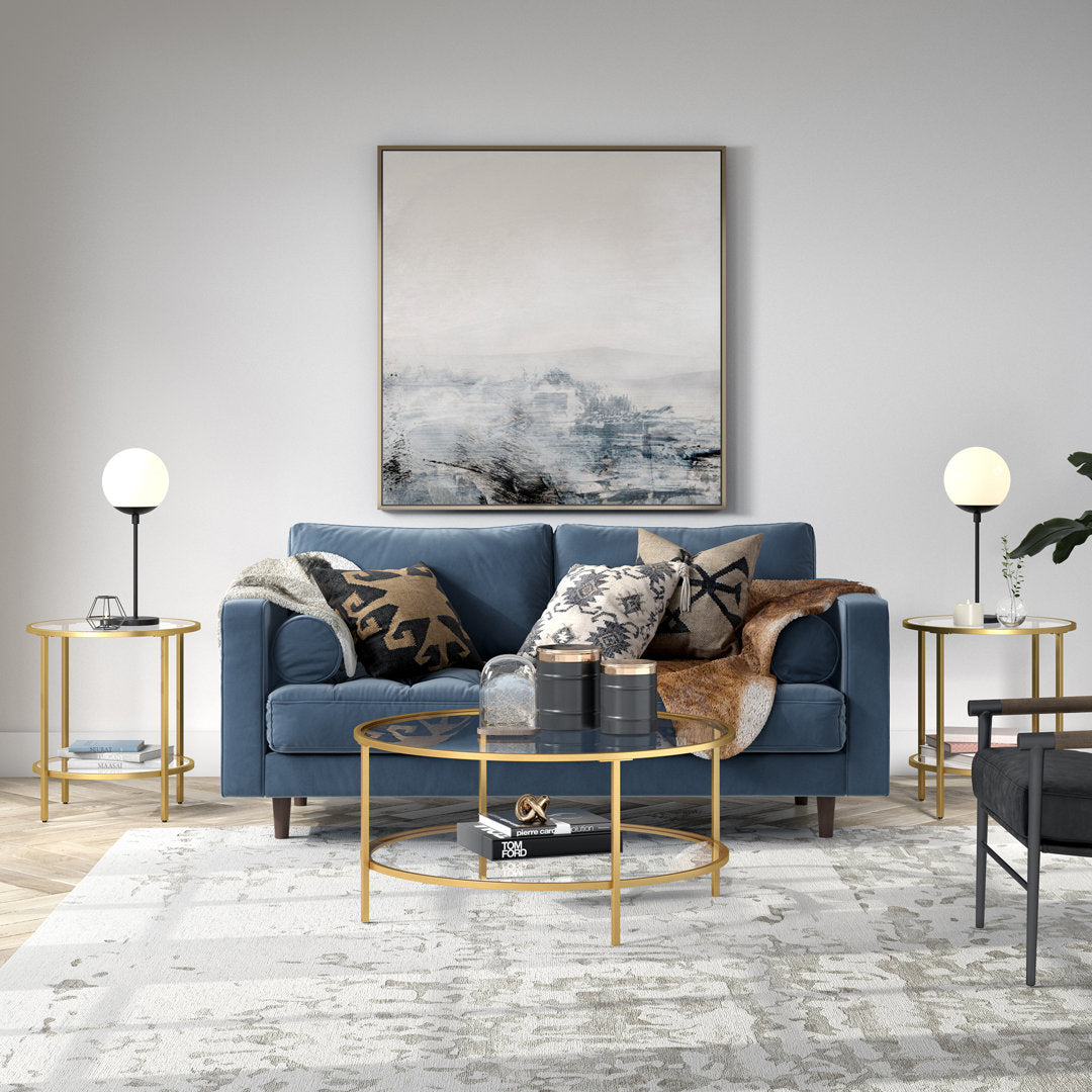 Ceno Glass End Table with Storage Wade Logan® Table Base Color: Brass