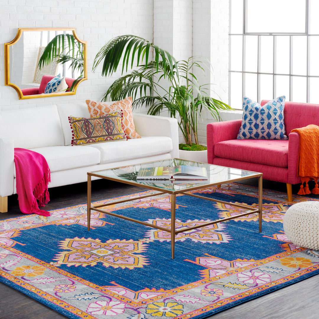 Adelia Oriental Blue/Orange Area Rug Langley Street® Rug Size: Rectangle 7'10" x 10'3"
