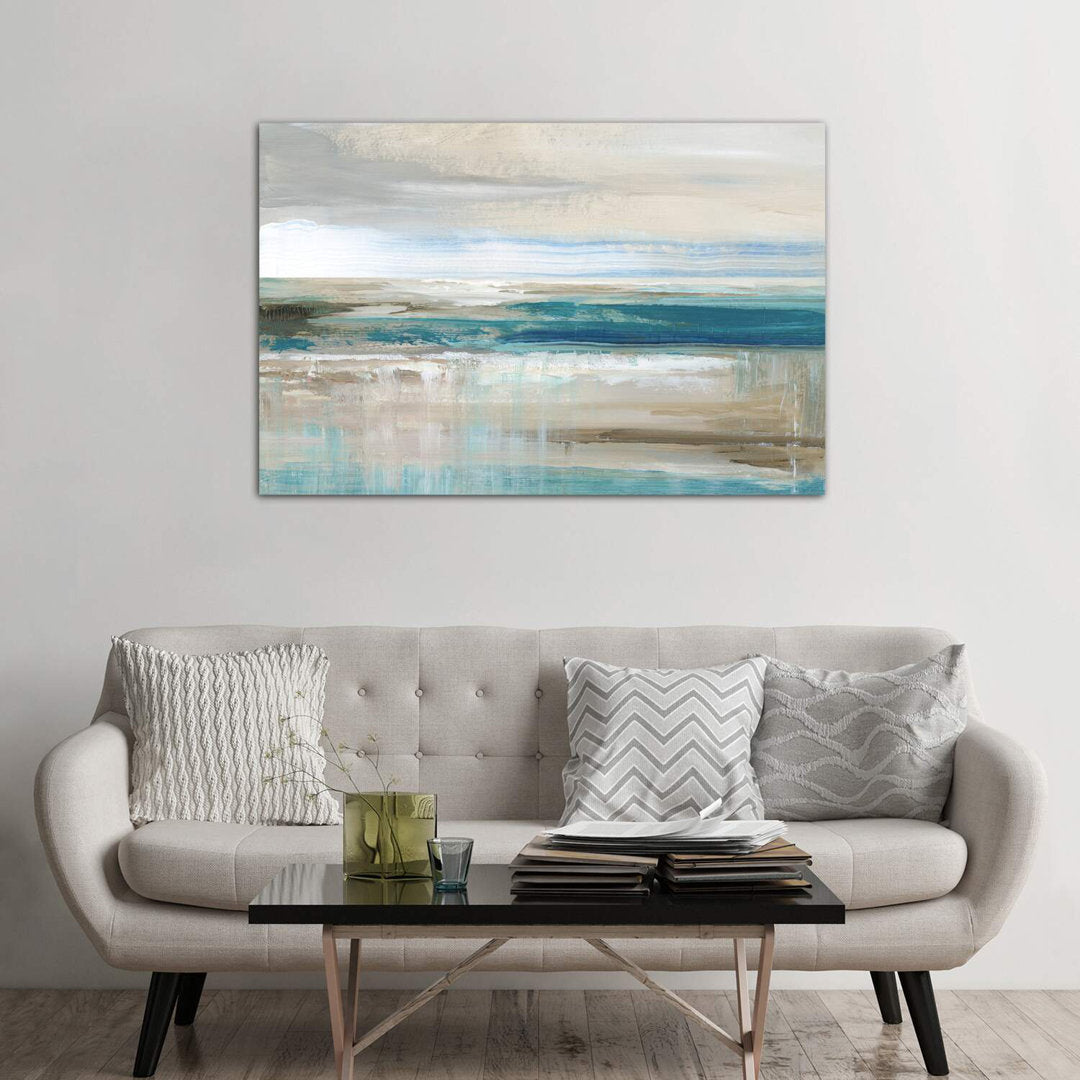 Abstract Sea ' - Floater Frame Print on Canvas East Urban Home Size: 40" H x 60" W x 1.5" D Format: Wrapped Canvas