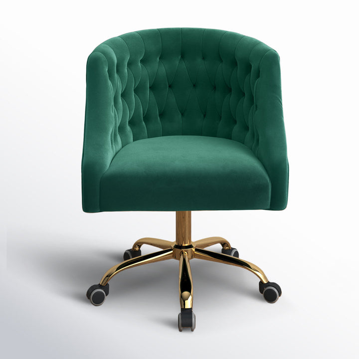 Louise 35.5'' H Velvet Hand-Curated Task Chair with Button Tufted Kelly Clarkson Home Upholstery Color: Green Velvet