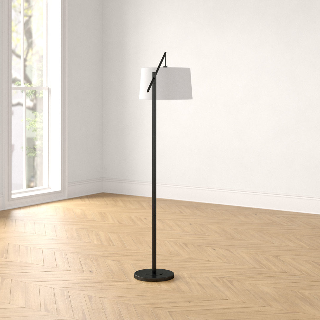 Dyanne 69" Task/Reading Floor Lamp Etta Avenue™ Shade Color: Natural Base Finish: Oiled Bronze