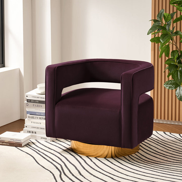 Aysha Velvet Swivel Barrel Chair Willa Arlo™ Interiors Fabric: Purple Velvet