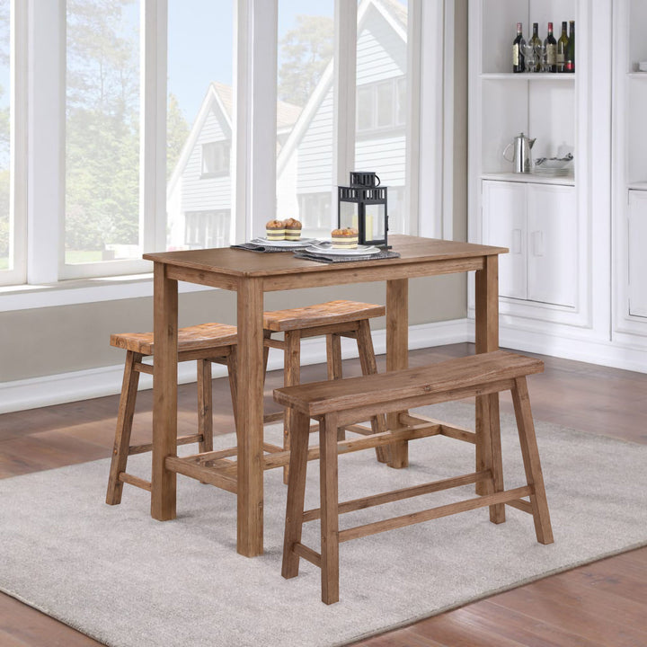 Colynn 4 - Person Counter Height Rubberwood Solid Wood Dining Set Dakota Fields Color: Driftwood Wire-Brush