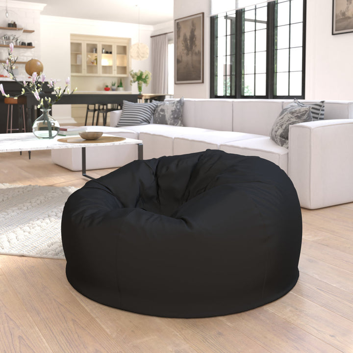 Classic Refillable Cotton Bean Bag Chair Mack & Milo™ Size: Large Body Fabric: Black Cotton Twill