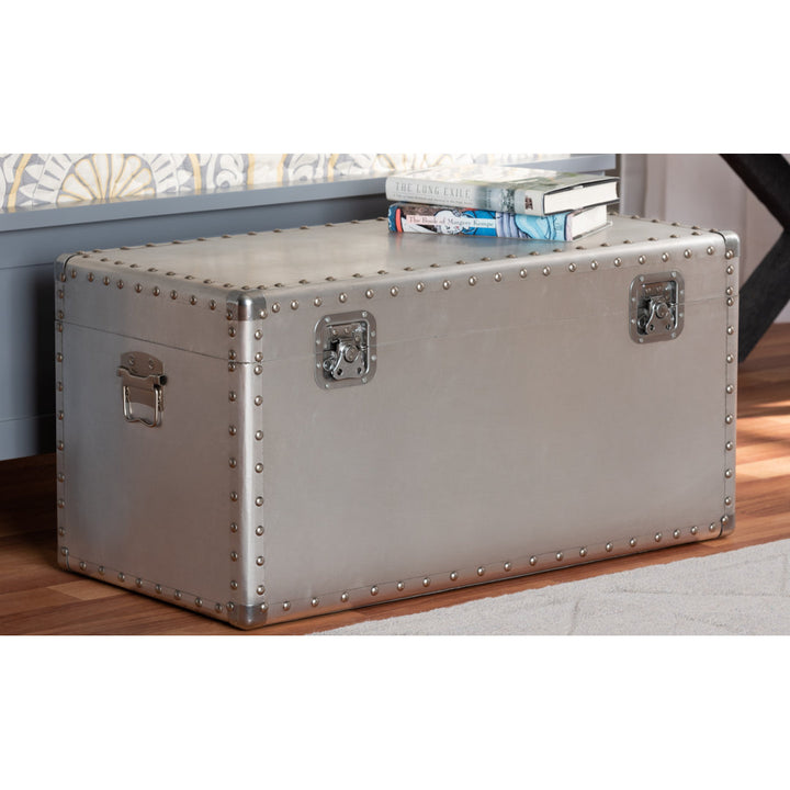 Serge French Industrial Metal Storage Trunk Breakwater Bay