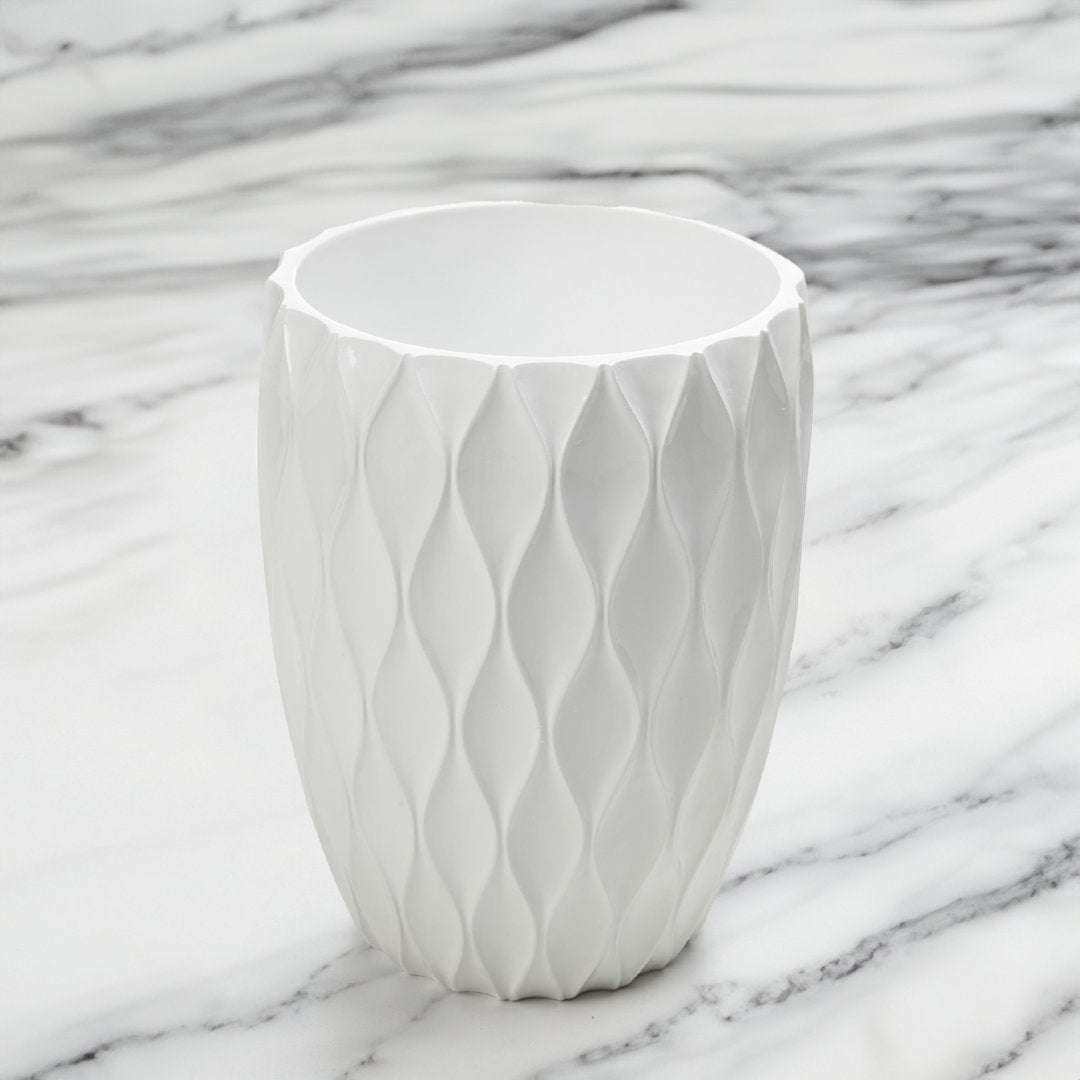 Wave Wastebasket Roselli Trading Company Color: White