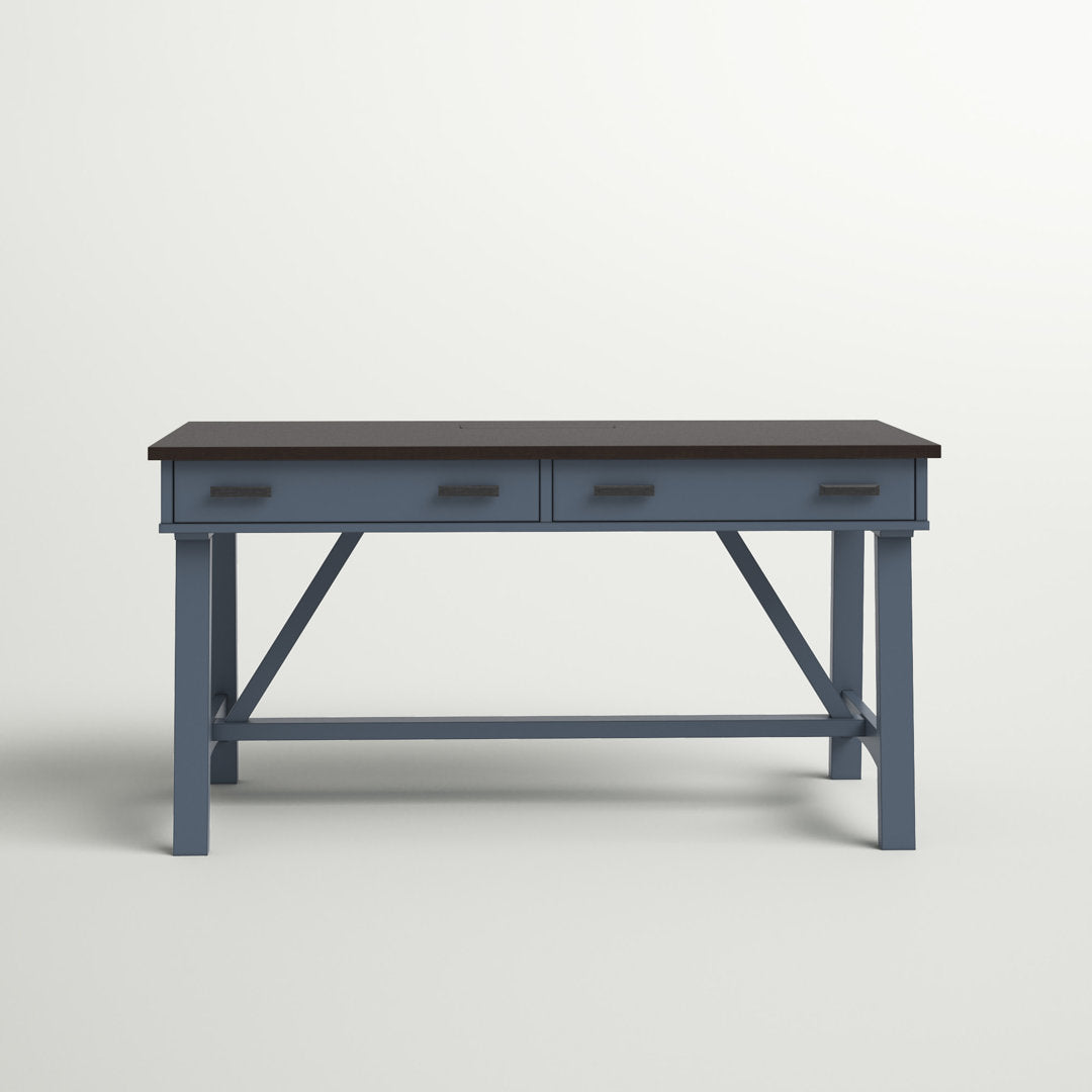 Bankston Desk with Built in Outlets Beachcrest Home™ Color: Dark Brown/Blue