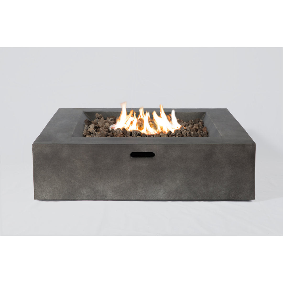 Rashid 12" H Concrete Outdoor Fire Pit Table AllModern Size: 12" H x 34" W x 34" D Finish: Charcoal