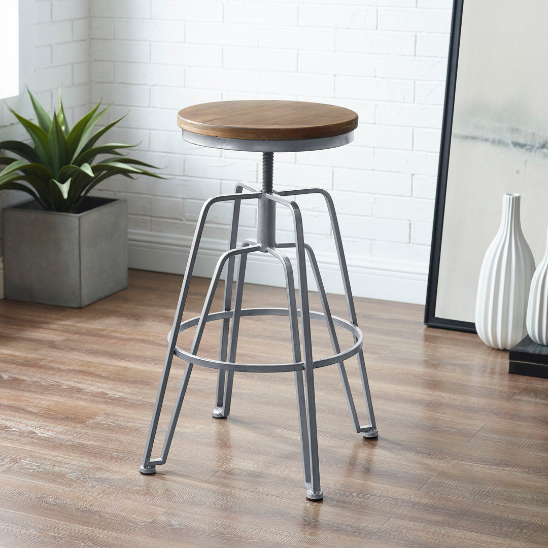 Lindzie Swivel Solid Wood Adjustable Height Bar Stool Mercer41 Color: Silver