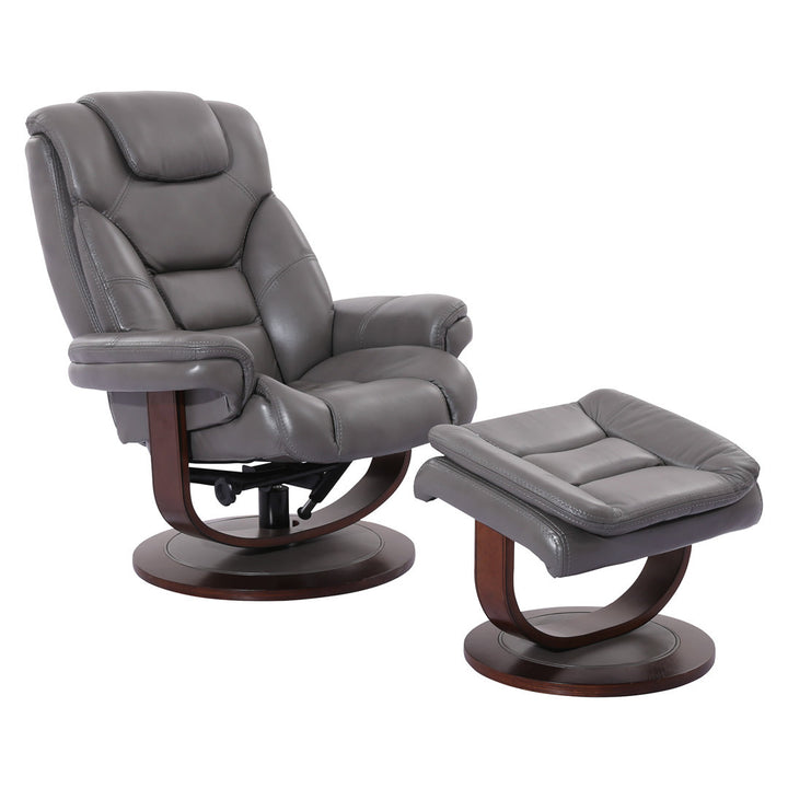 Carolynn 33.5" Wide Leather Match Manual Swivel Ergonomic Recliner with Ottoman Wade Logan® Upholstery Color: Ice Leather Match
