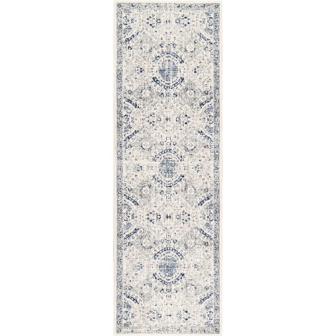 Kristine Power Loom Performance Oriental Blue Rug One Allium Way® Rug Size: Runner 2'6" x 10'
