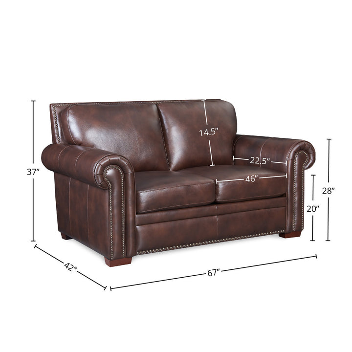 Iwan 67" Genuine Leather Rolled Arm Loveseat Canora Grey