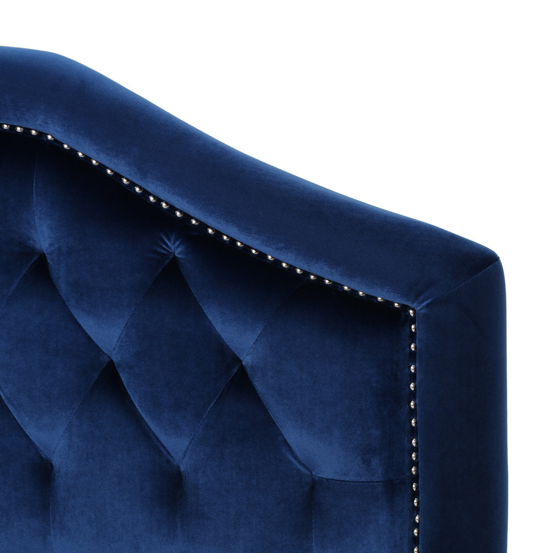 Danni Upholstered Metal Panel Headboard House of Hampton® Size: Full / Double Upholstery: Navy Blue