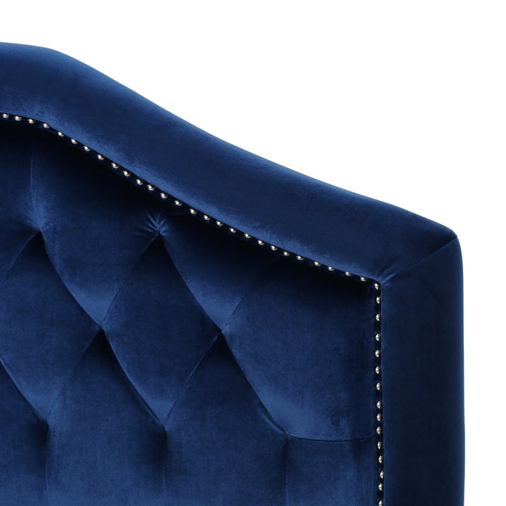 Danni Upholstered Metal Panel Headboard House of Hampton® Size: Full / Double Upholstery: Navy Blue