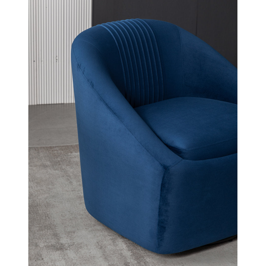 Arrun 28" W Velvet Swivel Barrel Chair (Set of 2) Wade Logan® Fabric: Blue Velvet
