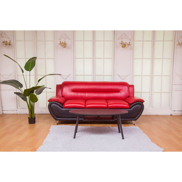 Mulvey 80" Faux Leather Pillow Top Arm Sofa Orren Ellis Upholstery Color: Red/Black