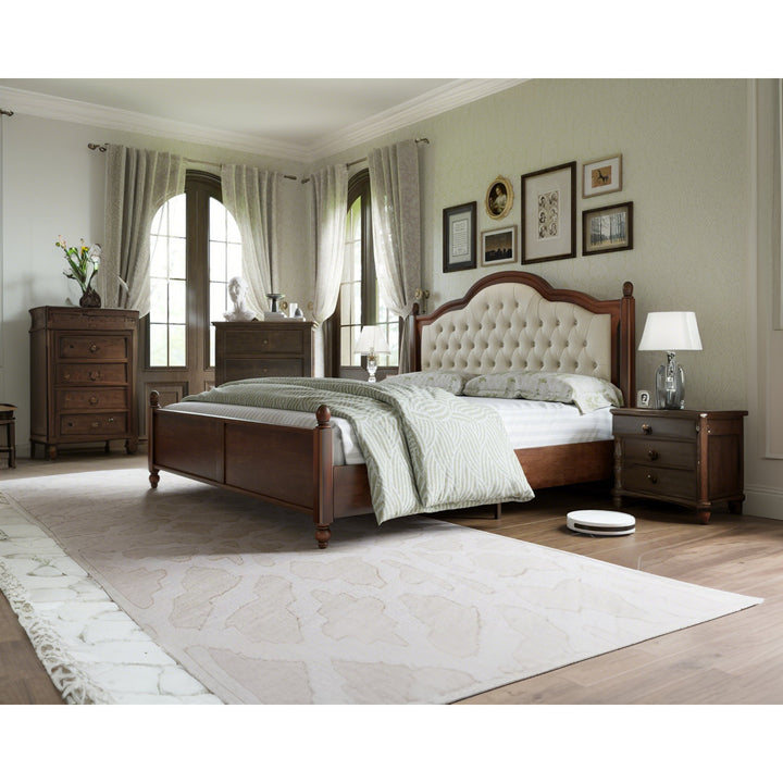 Amilio Upholstered Bed Solid Wood Platform Lark Manor™ Size: Queen