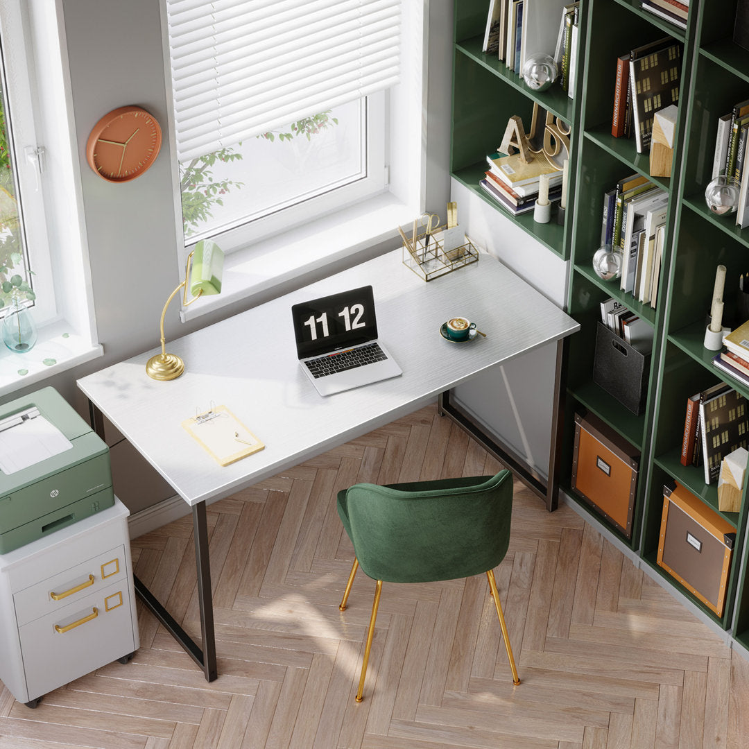 Desk 17 Stories Color (Top/Frame): White/Black Size: 29.13" H x 55.12" W x 19.68" D