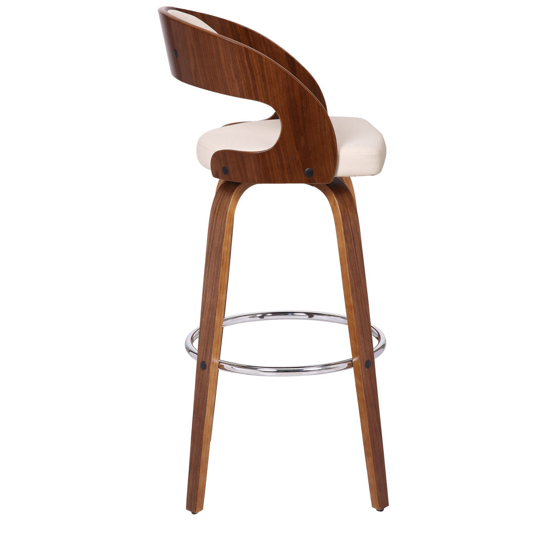 Pensacola Mid-century Swivel Counter Height Bar Stool Corrigan Studio® Seat Height: Bar Stool (30" Seat Height), Upholstery: JY Creme Faux Leather