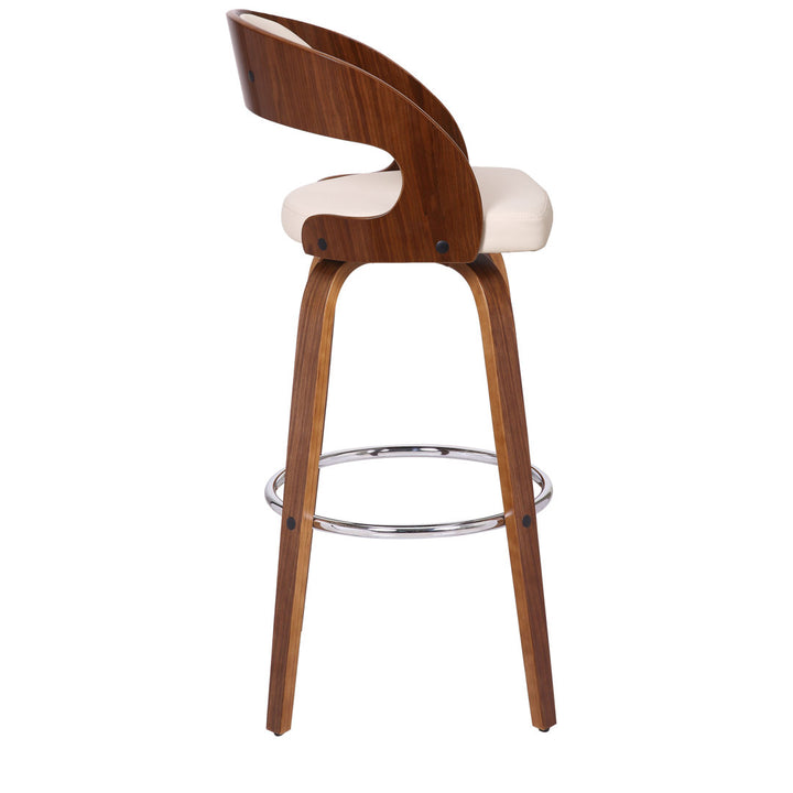 Pensacola Mid-century Swivel Counter Height Bar Stool Corrigan Studio® Seat Height: Bar Stool (30" Seat Height), Upholstery: JY Creme Faux Leather